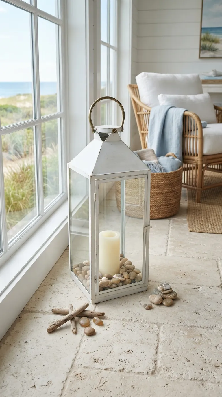 how to decorate a lantern with candles Create a Coastal Lantern Display