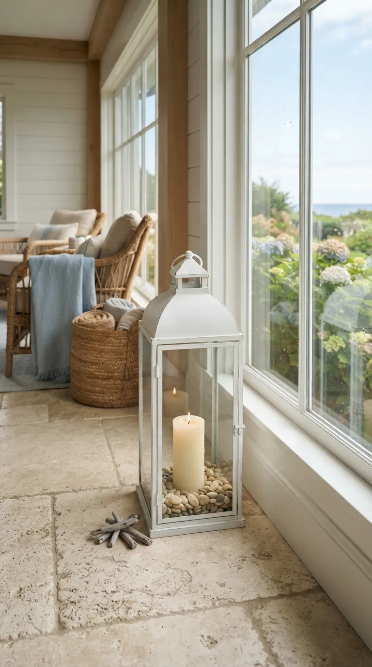how to decorate a lantern with candles Create a Coastal Lantern Display