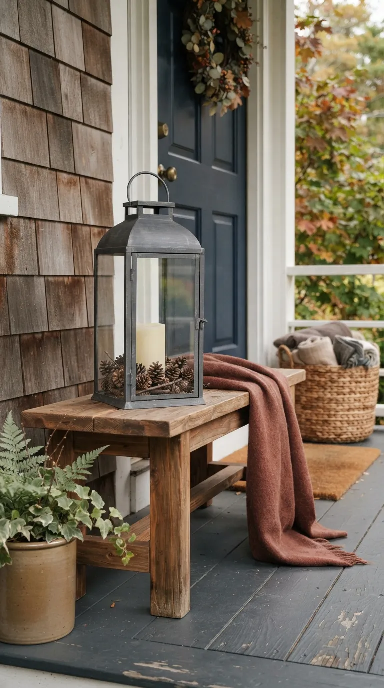 how to decorate a lantern with candles Decorate With Seasonal Pinecones