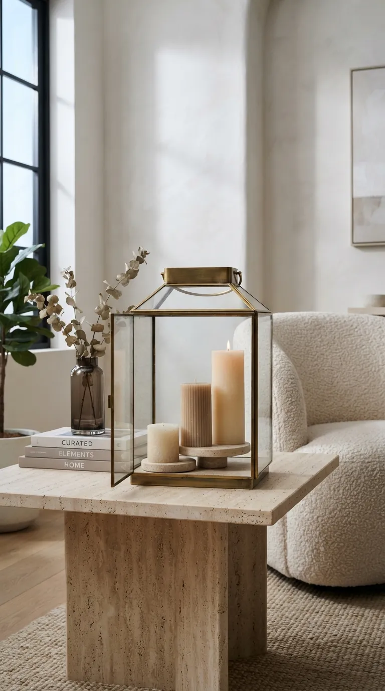how to decorate a lantern with candles Layer Candles at Different Heights