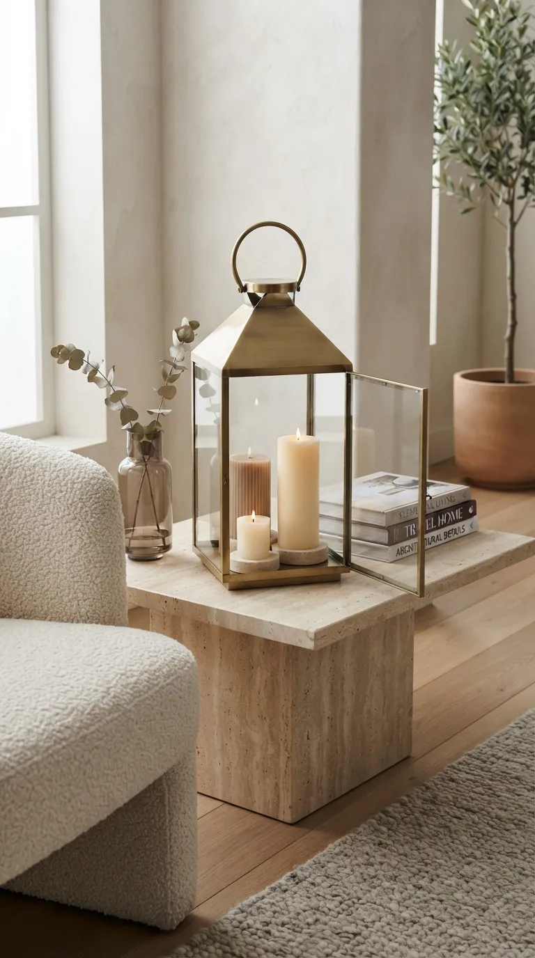 how to decorate a lantern with candles Layer Candles at Different Heights