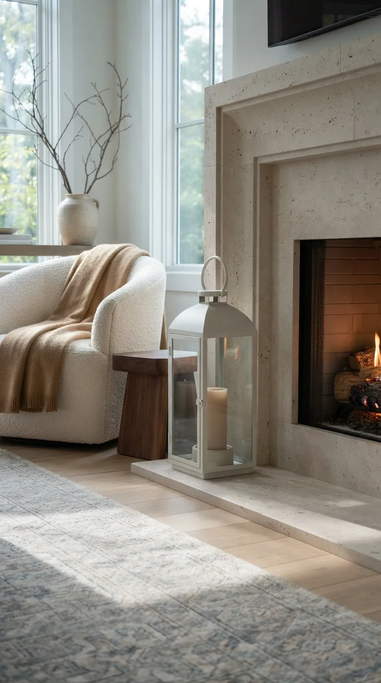 how to decorate a lantern with candles Use a Lantern as a Fireplace Accent