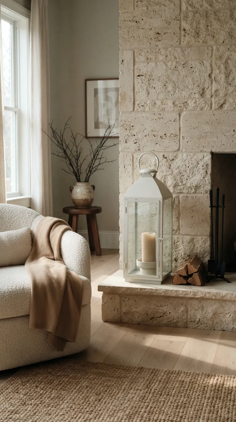 how to decorate a lantern with candles Use a Lantern as a Fireplace Accent