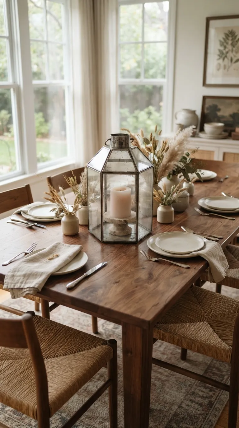 how to decorate a lantern with candles Use a Lantern Centerpiece on the Dining Table