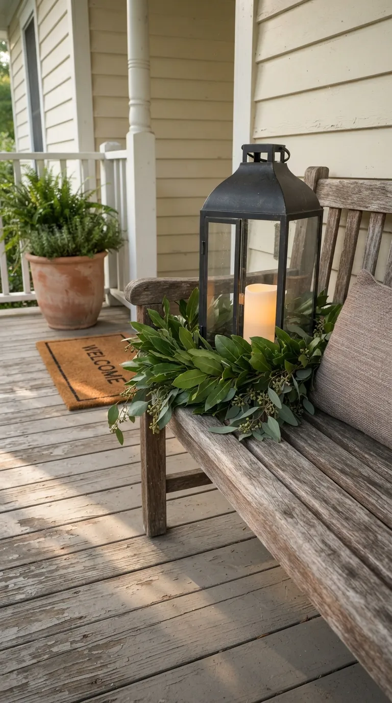 how to decorate a lantern with greenery Add Fresh Greenery to a Lantern on the Porch