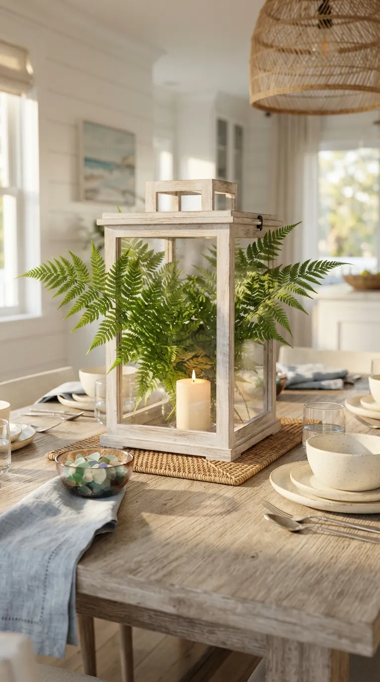 how to decorate a lantern with greenery Fill a Lantern with Fern Fronds