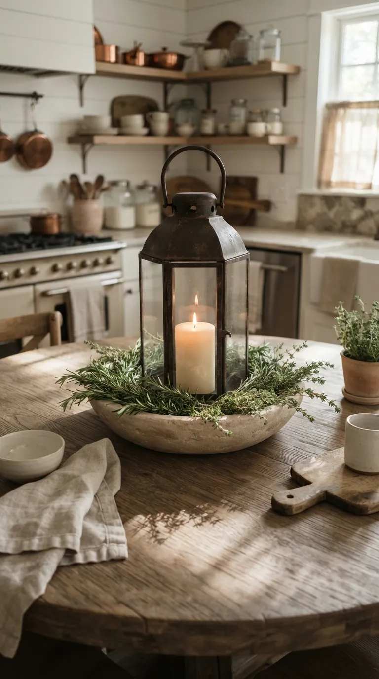 how to decorate a lantern with greenery Nest a Lantern in Fresh Rosemary and Thyme