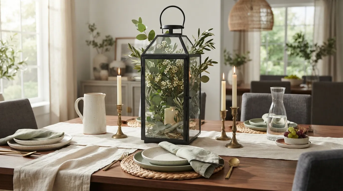 how to decorate a lantern with greenery