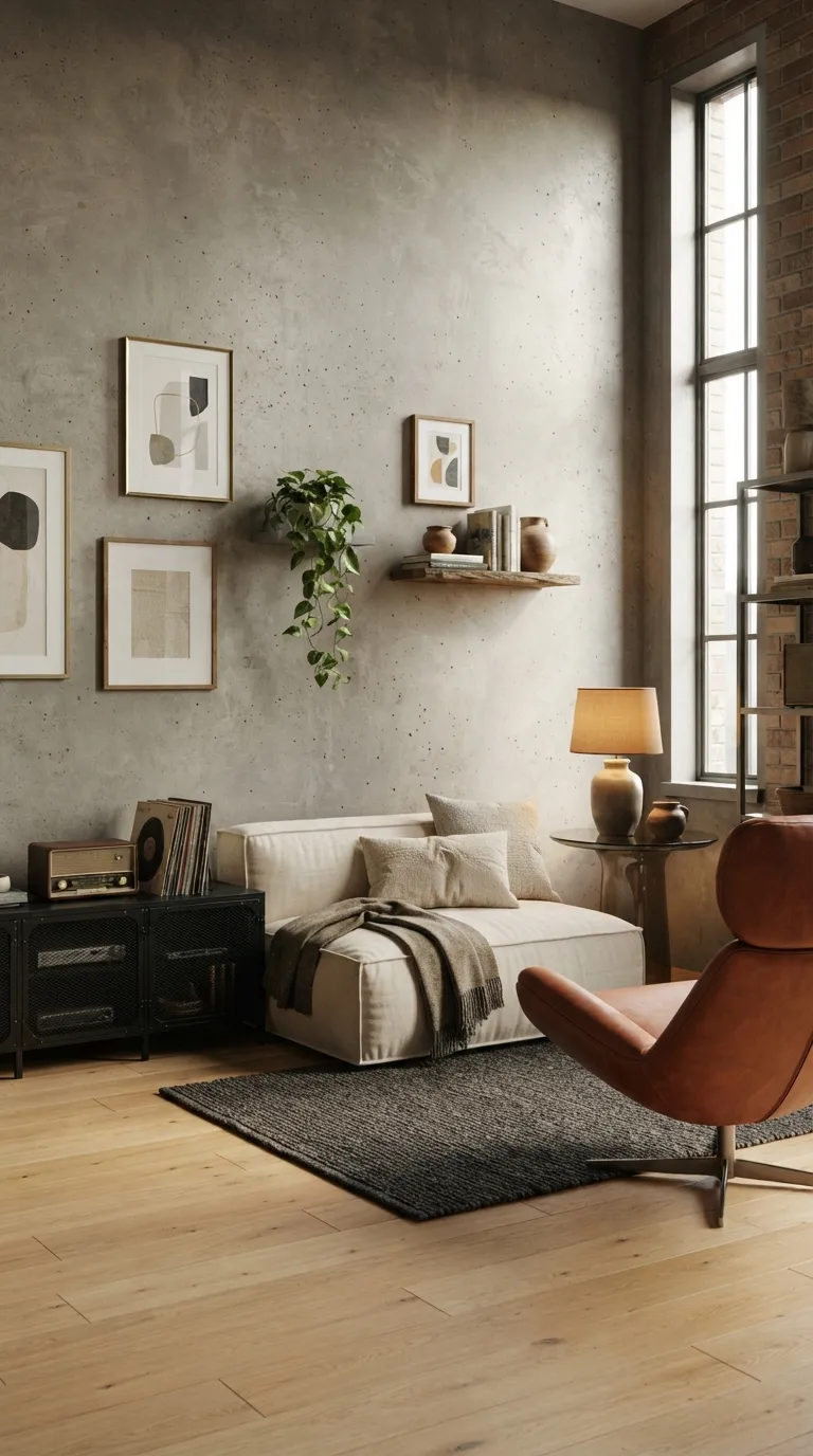 industrial living Concrete Accent Walls