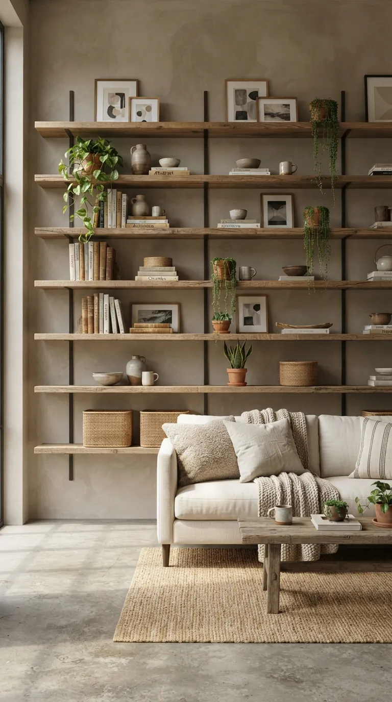 industrial living Reclaimed Wood Shelving