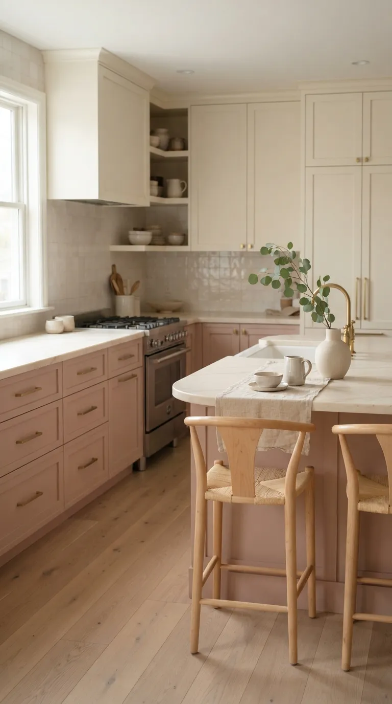 kitchen color combination ideas Blush Pink and Ivory