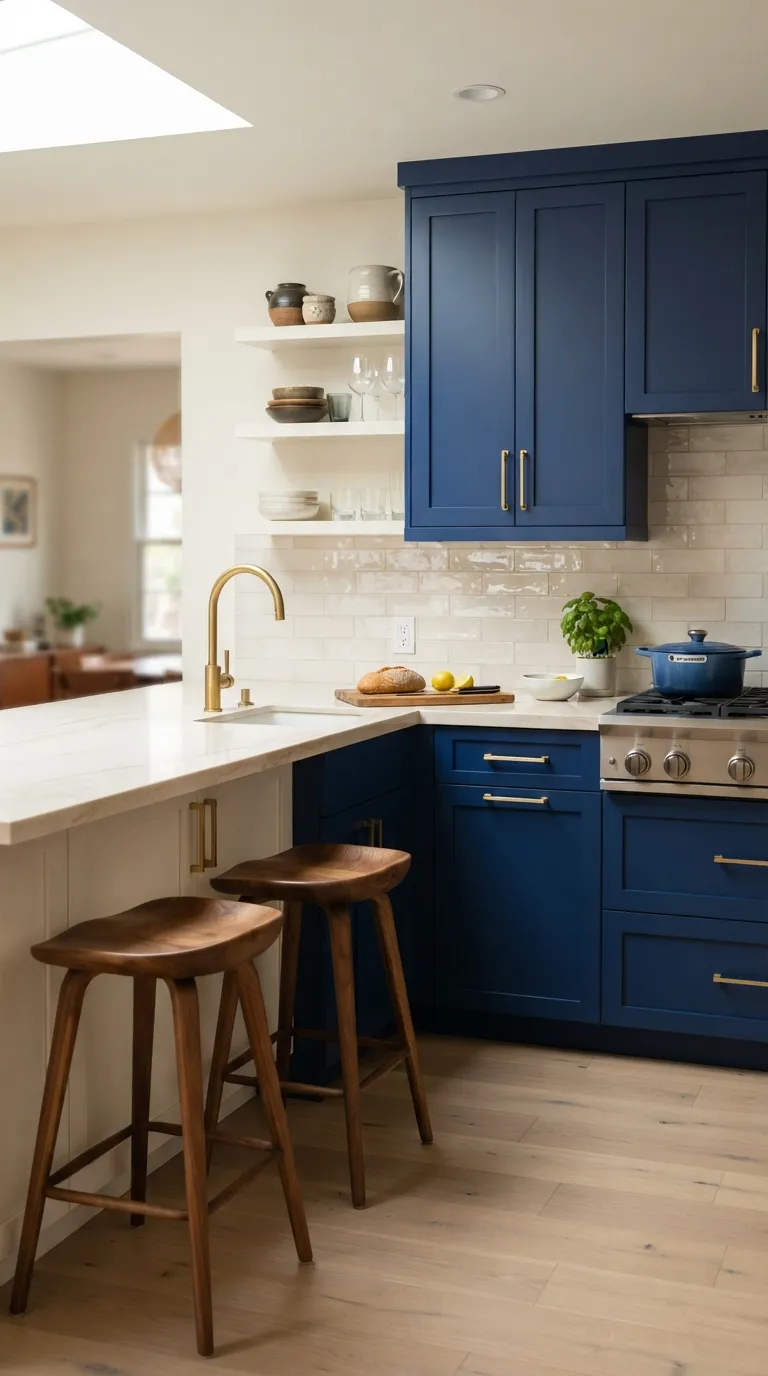 kitchen color combination ideas Cobalt Blue and Warm White