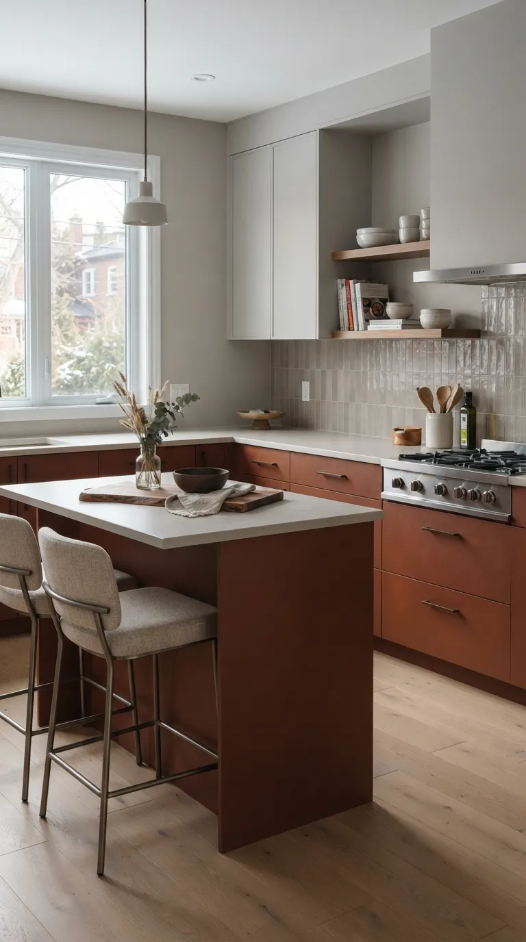 kitchen color combination ideas Rust and Soft Gray