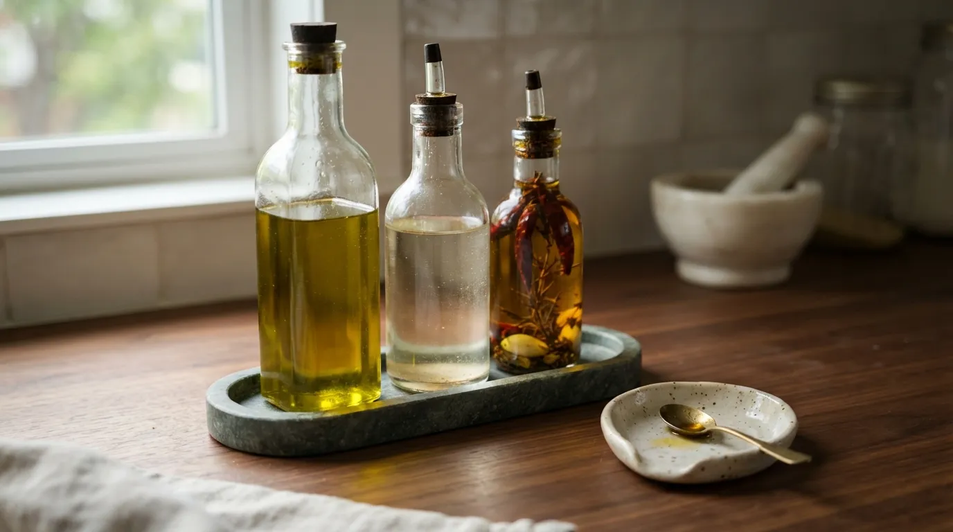 kitchen counter decor ideas on a budget Oil Bottle Trio