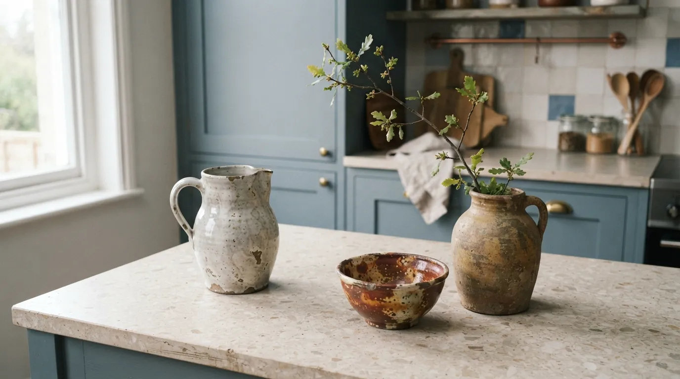 kitchen counter decor ideas on a budget Thrifted Pottery Collection