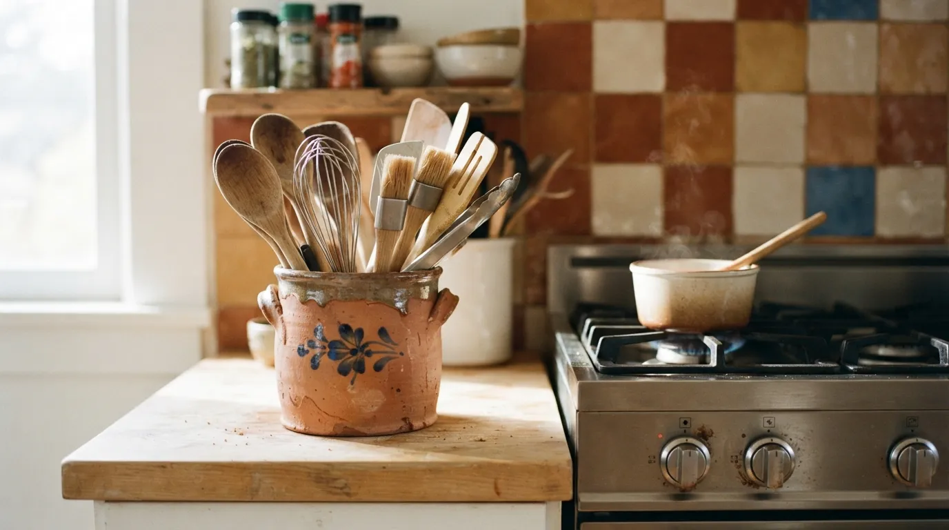 kitchen counter decor ideas on a budget Utensil Crock Display