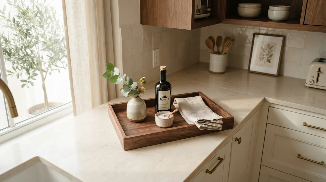 kitchen counter decor ideas on a budget Wooden Tray Vignette