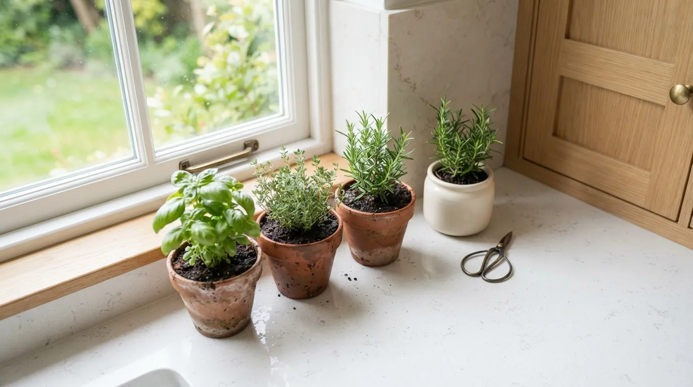 kitchen counter decorating ideas for small spaces Compact Herb Corner