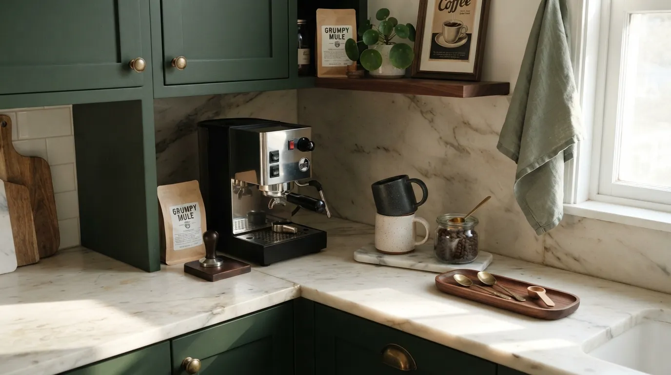 kitchen counter decorating ideas for small spaces Corner Coffee Station