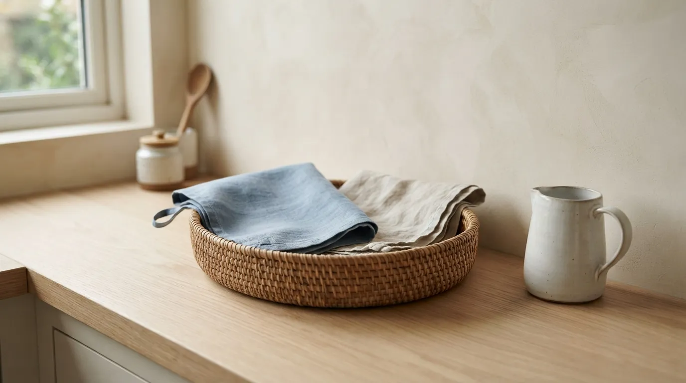kitchen counter decorating ideas for small spaces Folded Linen Styling