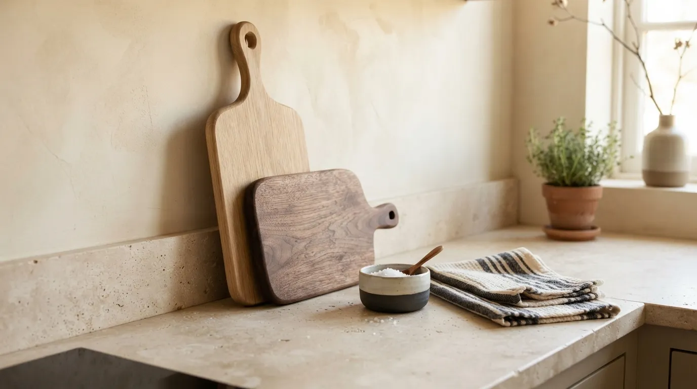 kitchen counter decorating ideas for small spaces Small Cutting Board Stack
