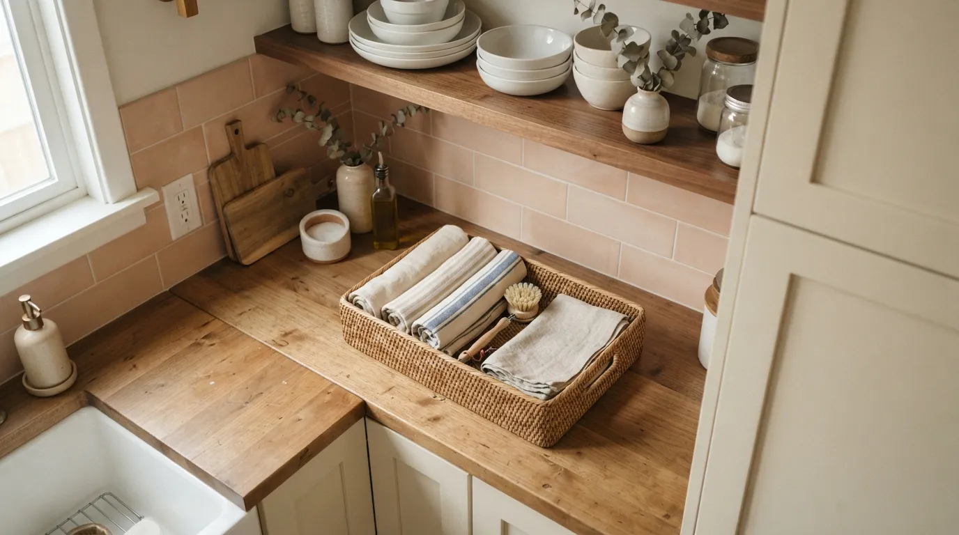 kitchen counter decorating ideas for small spaces Woven Storage Basket