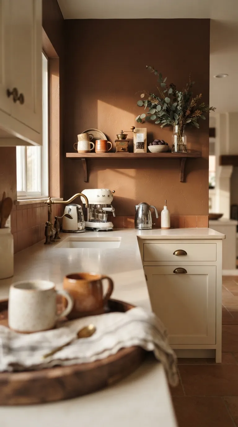 kitchen paint color ideas for walls Cocoa Brown for a Rich Cozy Kitchen