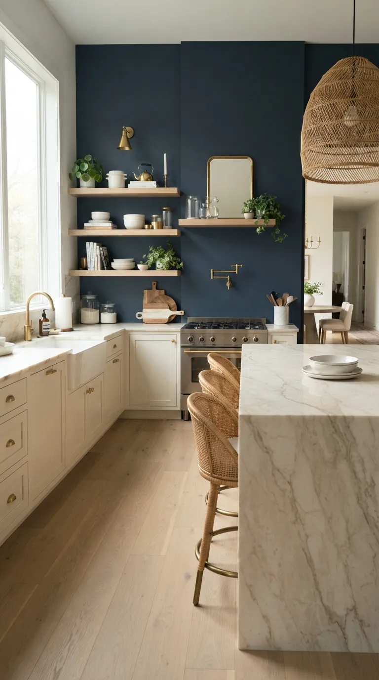 kitchen paint color ideas for walls Deep Navy for a Cozy Statement Wall