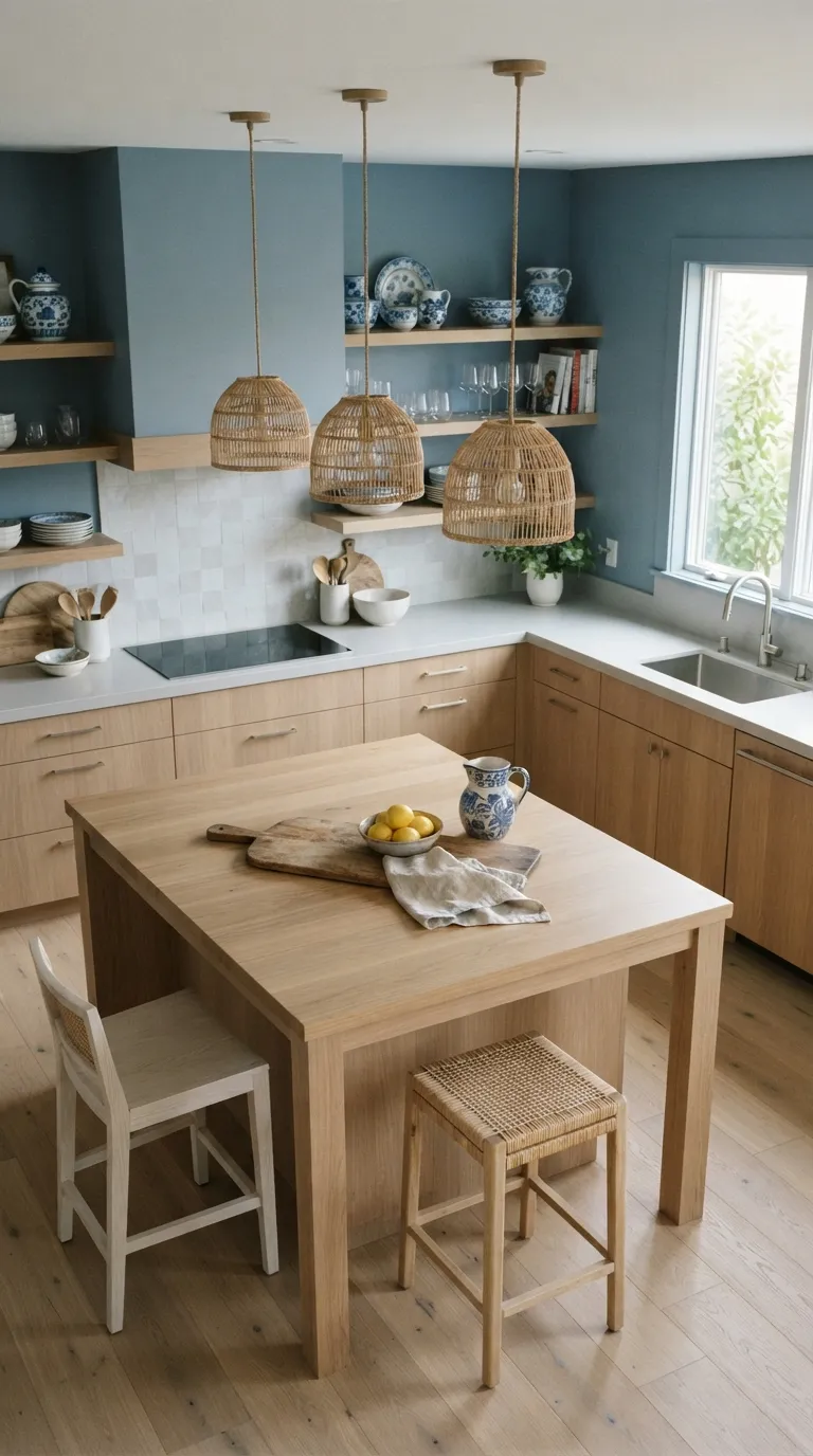 kitchen paint color ideas for walls Dusty Blue Walls for a Calm Kitchen