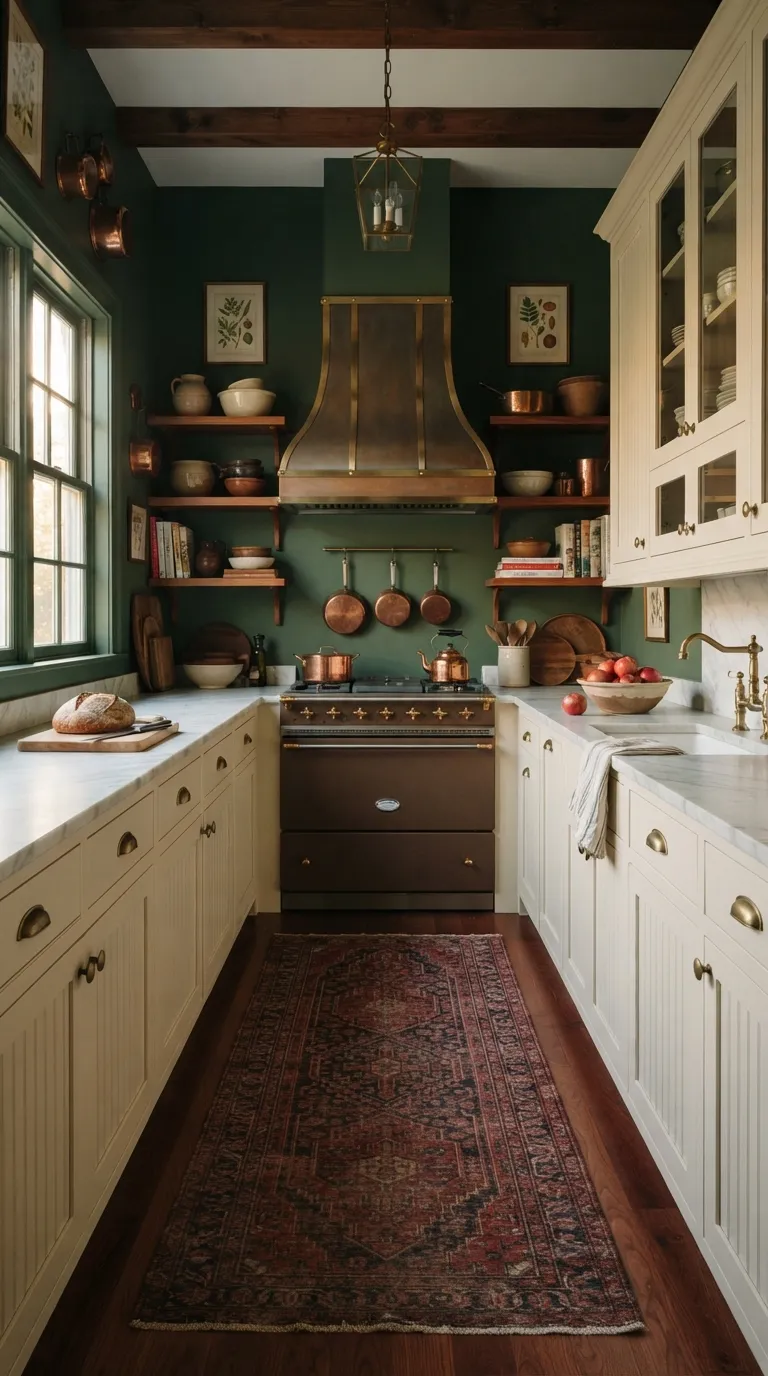 kitchen paint color ideas for walls Forest Green for a Cozy Traditional Kitchen