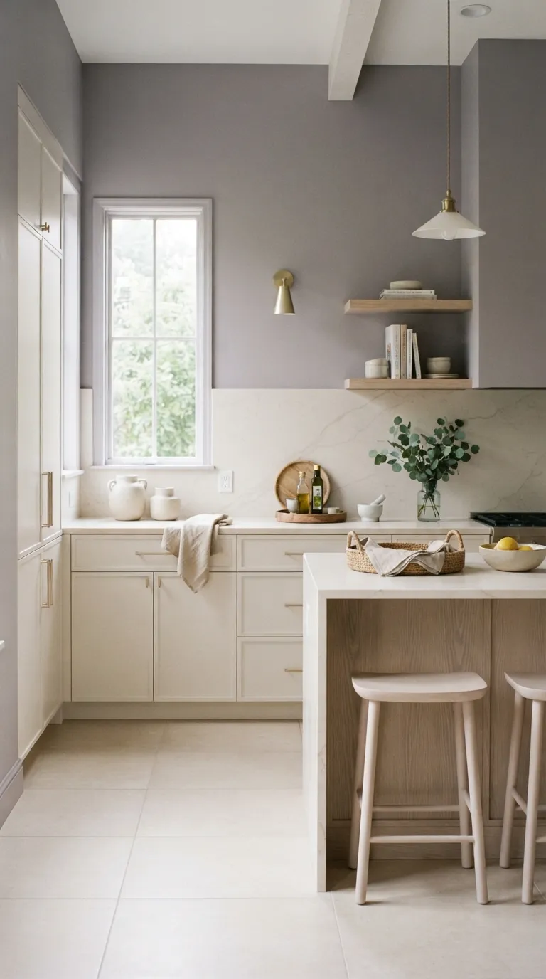 kitchen paint color ideas for walls Muted Lavender for a Soft Modern Kitchen