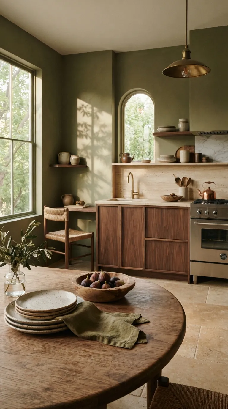 kitchen paint color ideas for walls Muted Olive Green for Natural Warmth