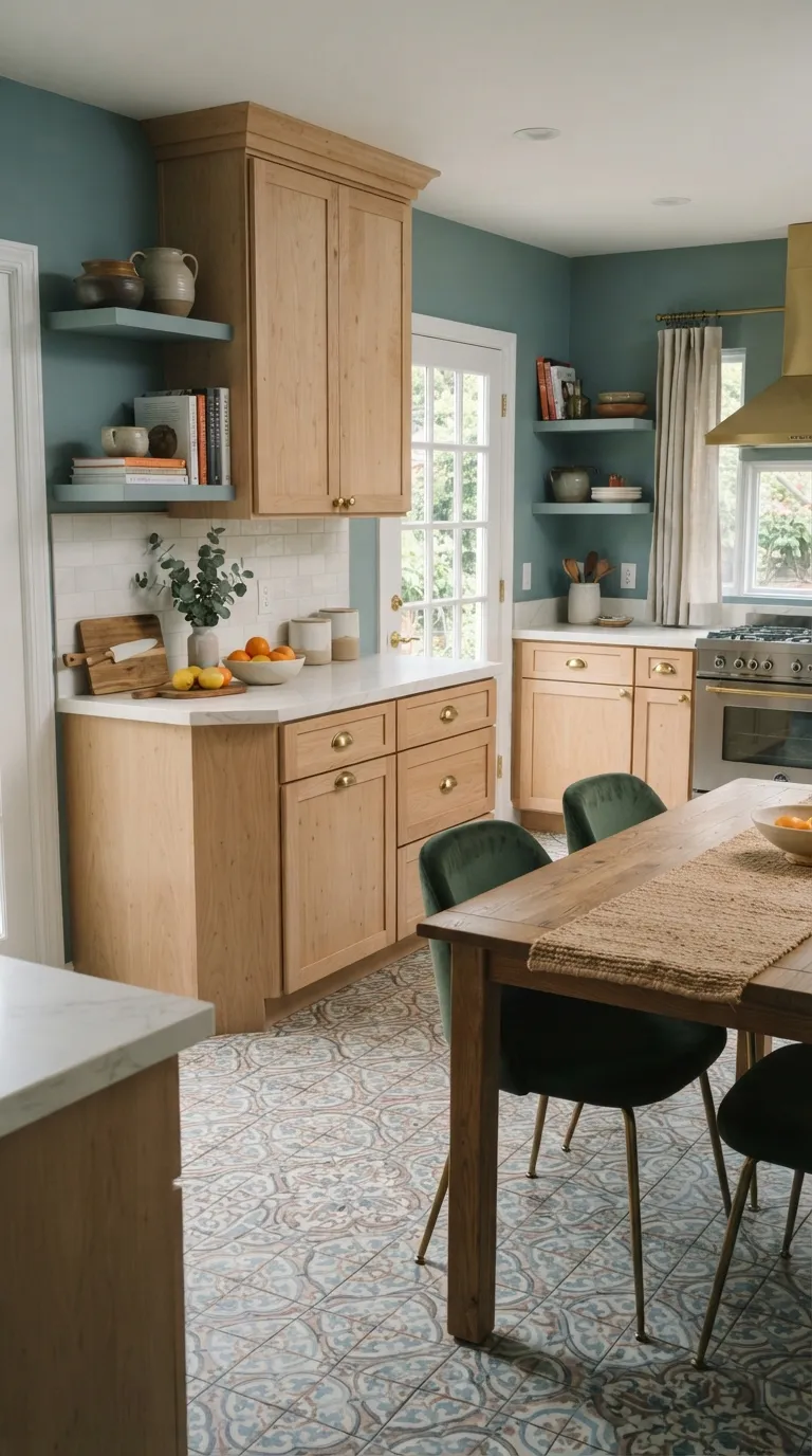 kitchen paint color ideas for walls Muted Teal for a Colorful Kitchen