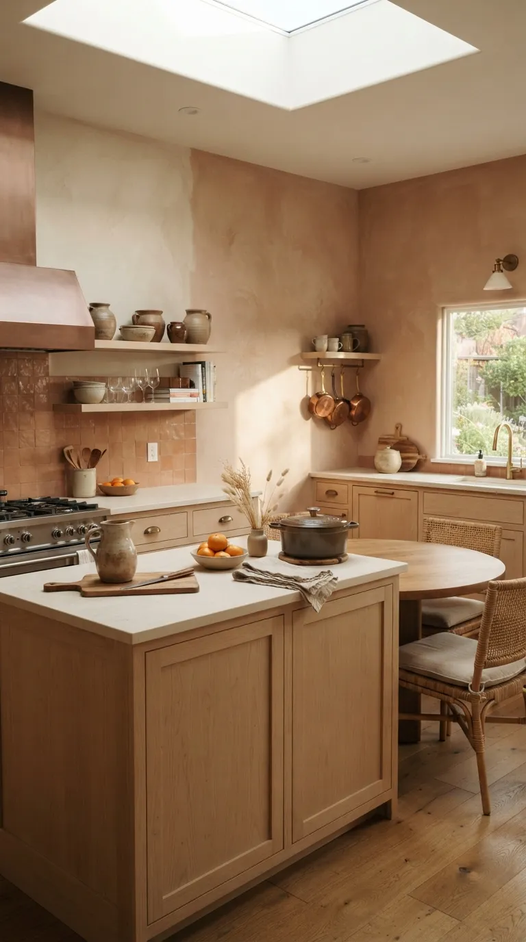 kitchen paint color ideas for walls Terracotta Walls for Earthy Kitchen Charm