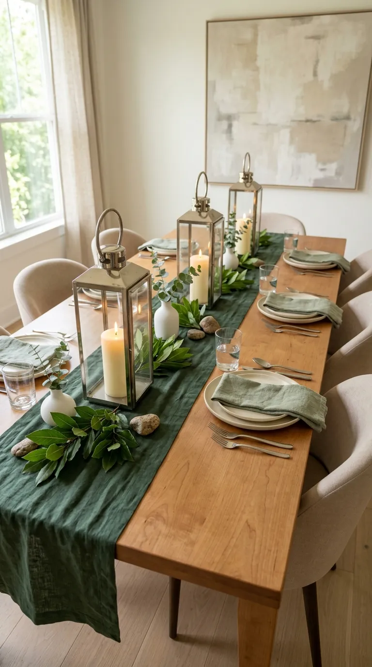 lantern centerpiece ideas for dining table Add Lanterns to a Long Table Runner