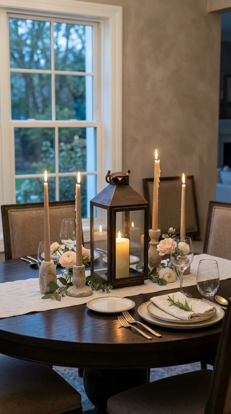 lantern centerpiece ideas for dining table Combine Lanterns With Taper Candles