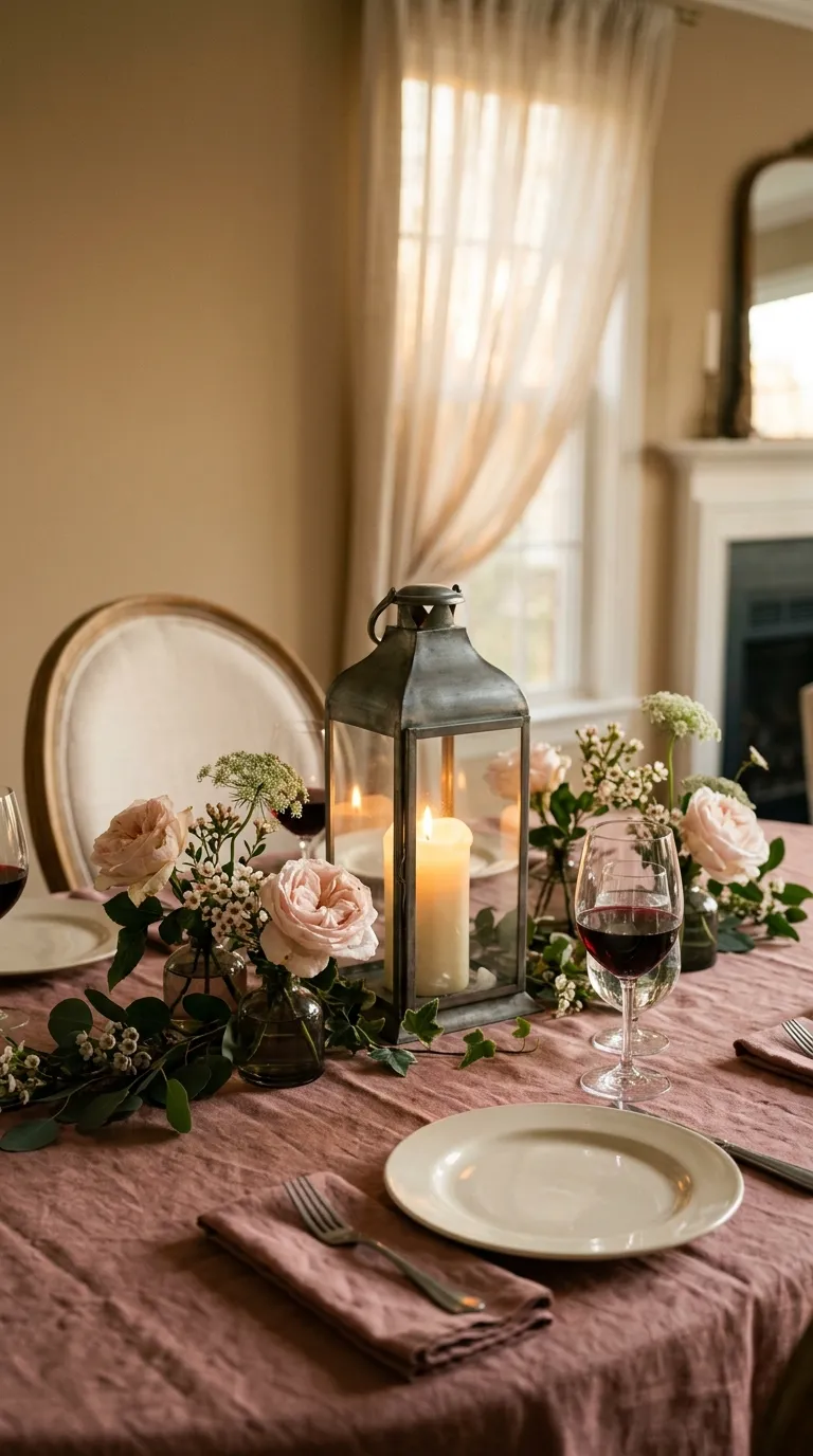 lantern centerpiece ideas for dining table Create a Romantic Candle and Rose Display