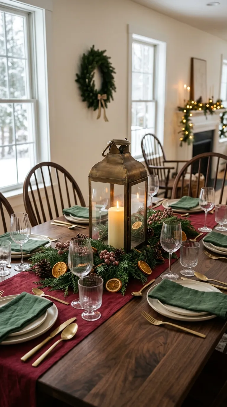 lantern centerpiece ideas for dining table Give a Lantern a Christmas Table Setting