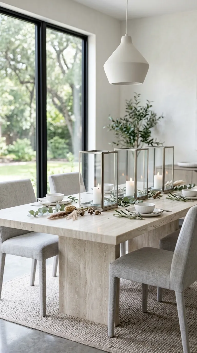 lantern centerpiece ideas for dining table Use Glass Lanterns for a Light Look
