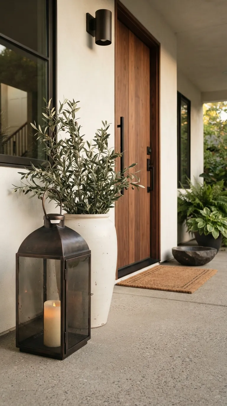 lantern decor ideas for the front porch Finish With Lanterns and a Simple Planter