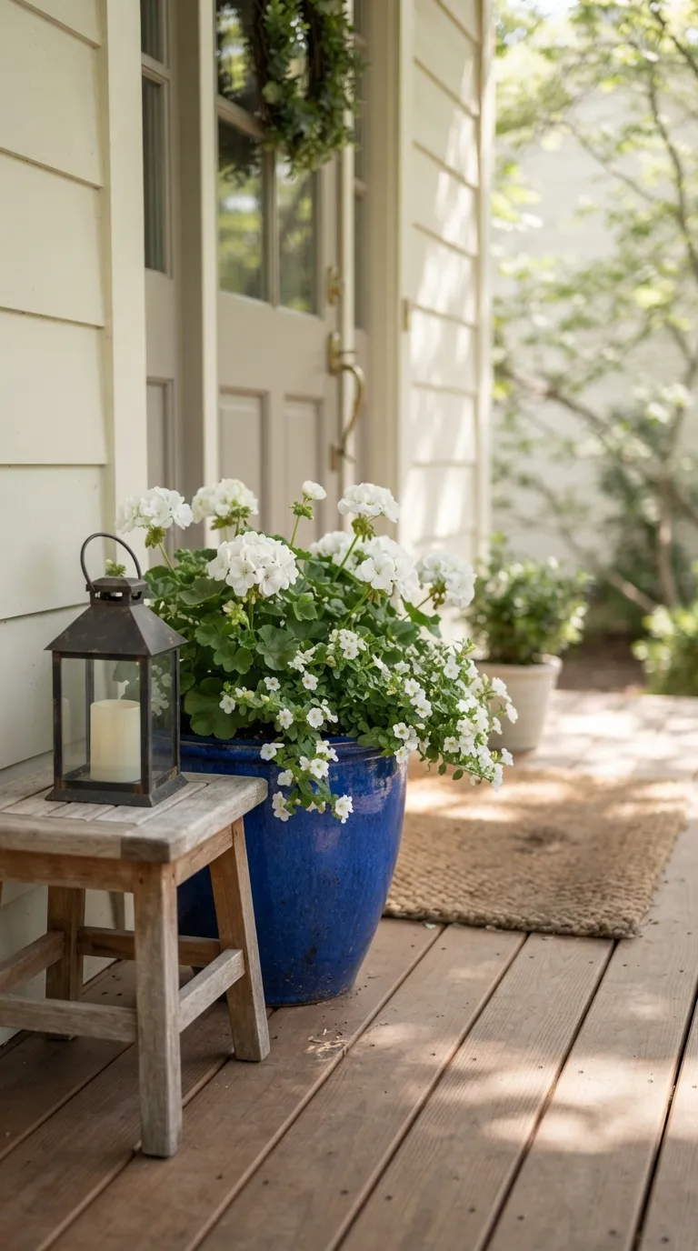 lantern decor ideas for the front porch Mix Lanterns With Potted Flowers