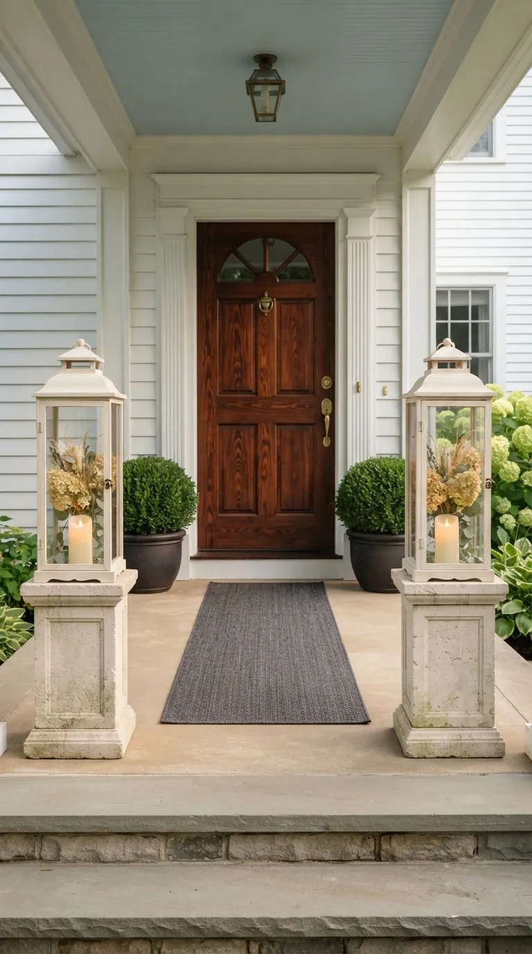 lantern decor ideas for the front porch Try a Symmetrical Lantern Arrangement