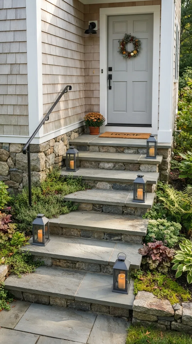 lantern decor ideas for the front porch Use Lanterns on Porch Steps