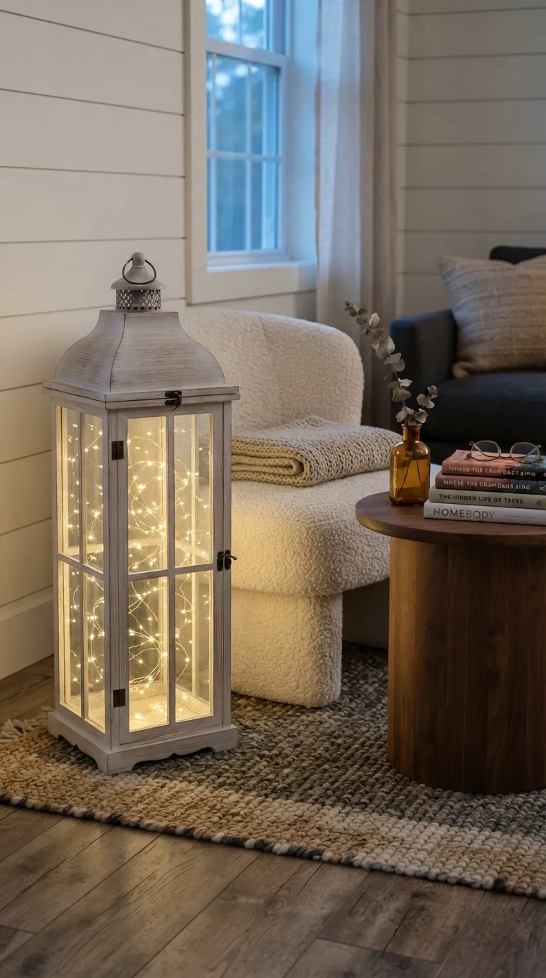 lantern decorating ideas on a budget Add Battery Fairy Lights for a Cozy Glow