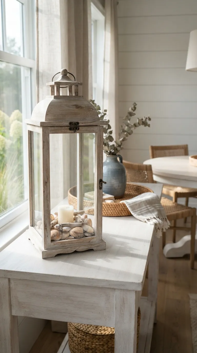 lantern decorating ideas on a budget Create a Beachy Lantern With Shells