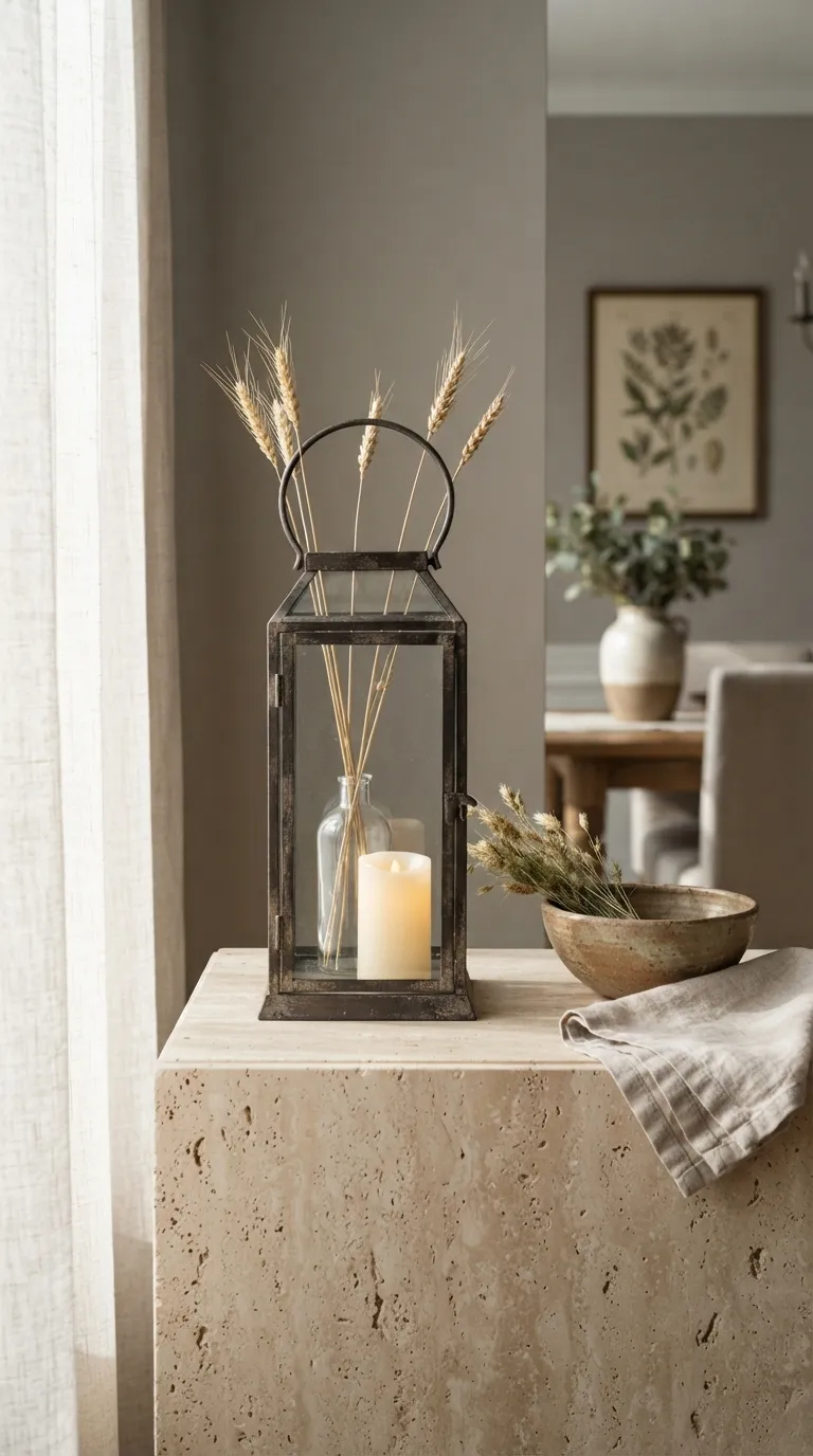 lantern decorating ideas on a budget Decorate With Dried Wheat Stems