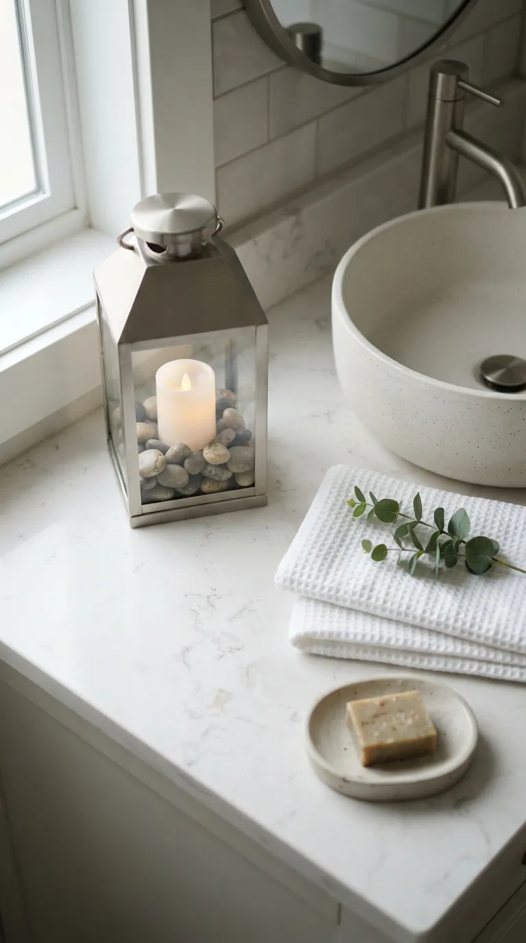 lantern decorating ideas on a budget Fill the Base With River Stones