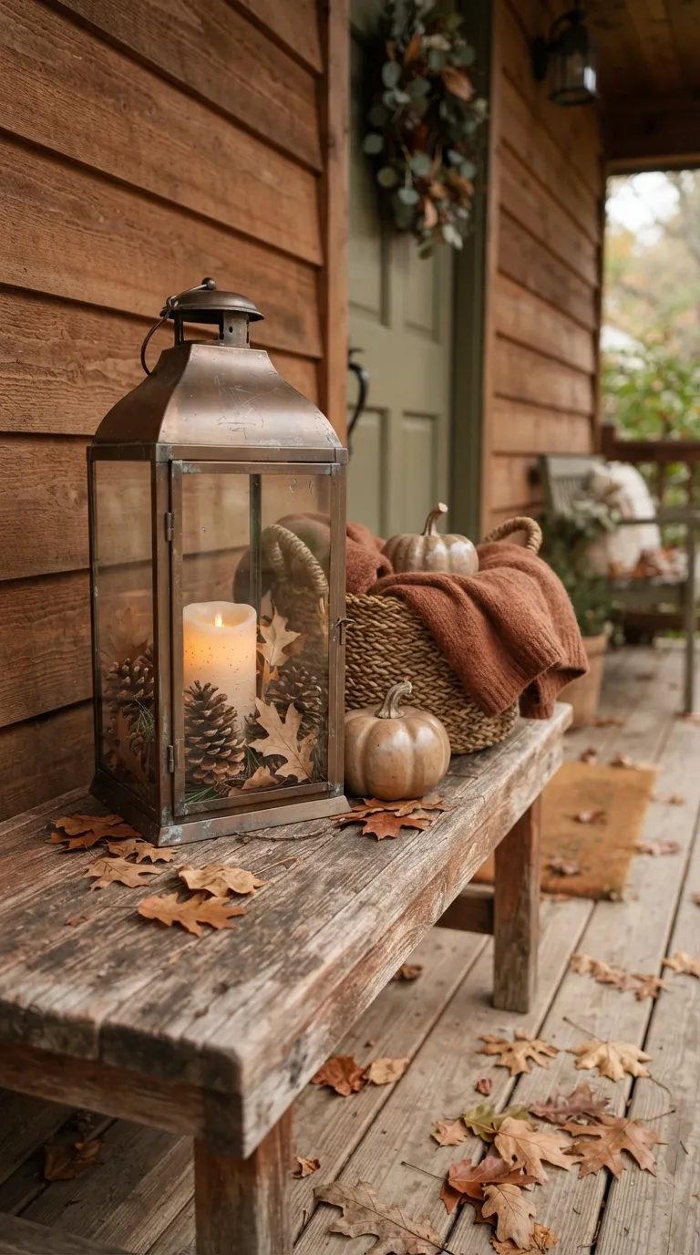 lantern decorating ideas on a budget Tuck in Pinecones for Fall Style