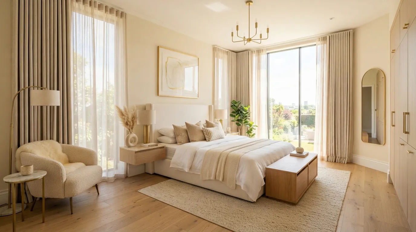 luxury bedroom decor ideas Floor-To-Ceiling Curtains