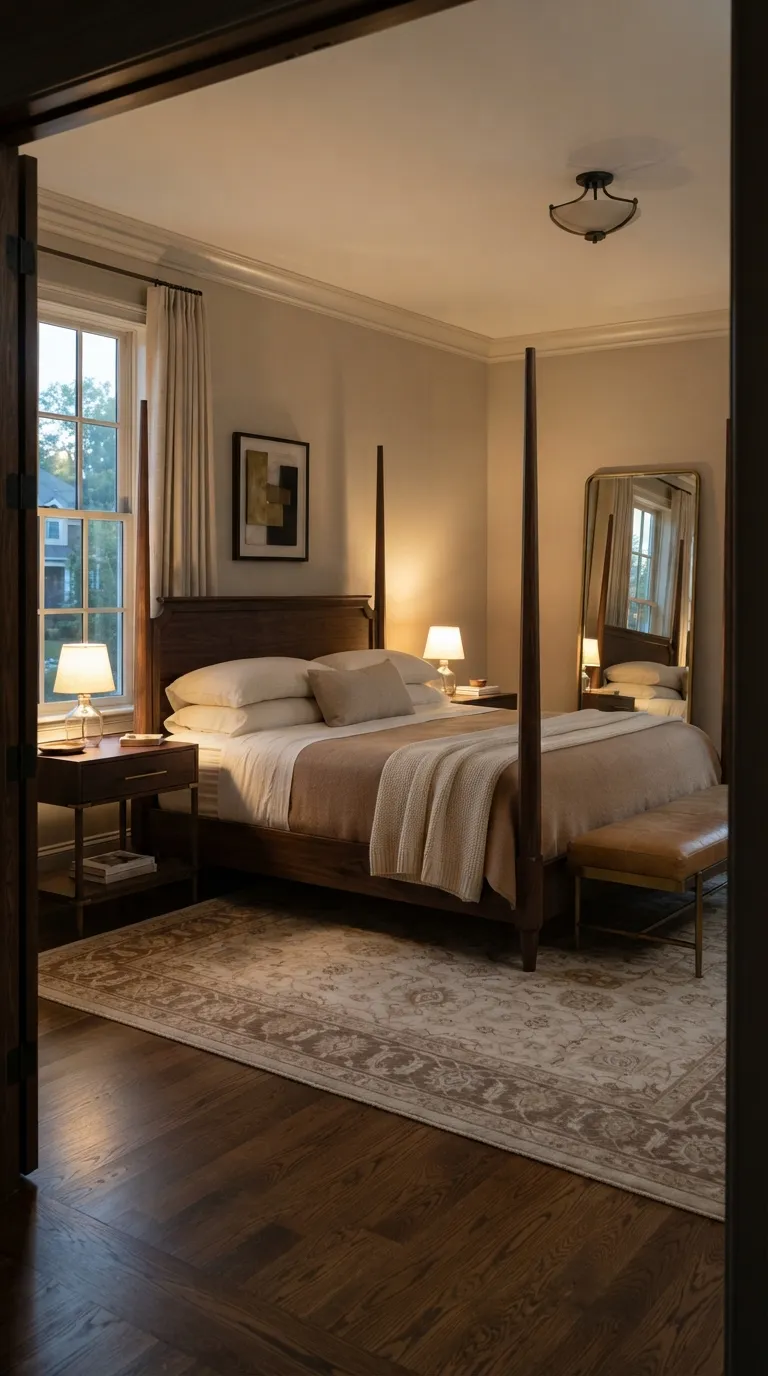 luxury bedroom decor ideas for couples Style a Dark Wood and Brass Bedroom